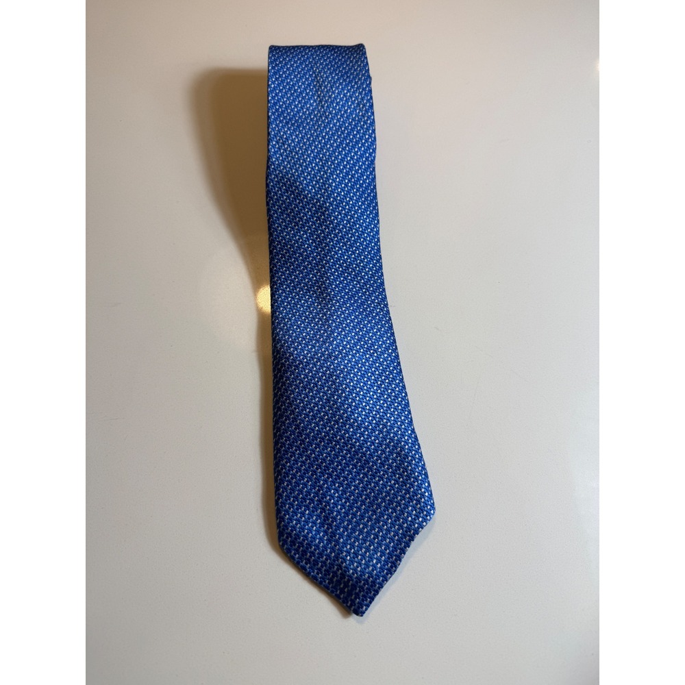 David Donahue 100% Silk Blue Textured Woven Necktie Men's Designer Tie